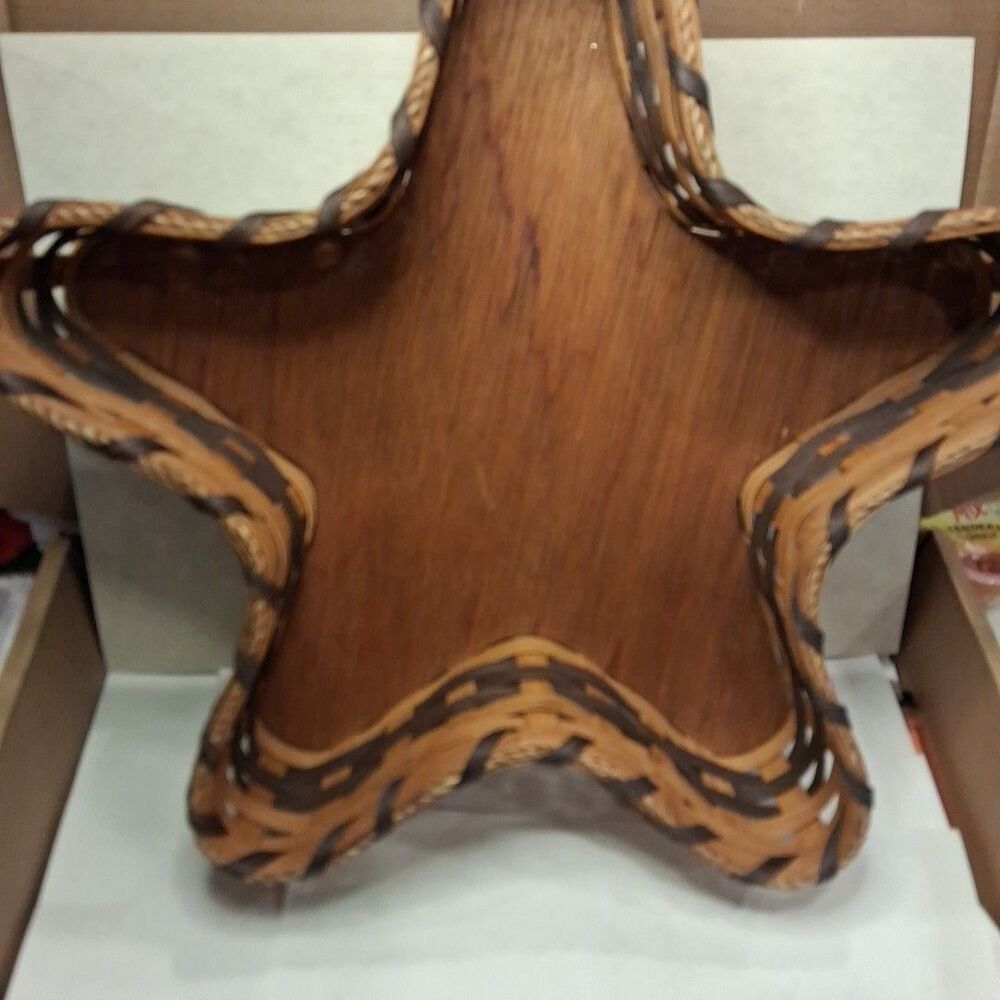 Vintage Star Shaped Basket Folk Art Basket Lazy Susan 14 Inch
